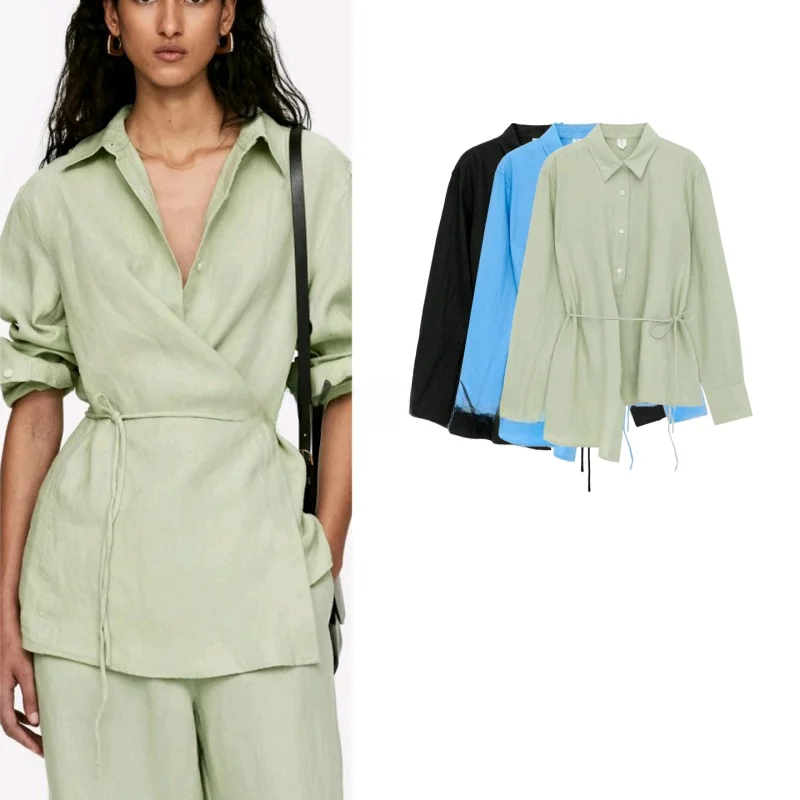 

Летние поездки на работу, асимметричный подол, смешанное волокно, длинный све, женский топ с квадратным воротником, модный повседневный топ, свободный крой, irt