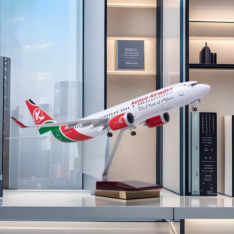 

Diecast Alloy Model Africa 1:85 Scale 47cm Kenya Airways B737MAX Resin Airbus Airplane With Light Collection Display