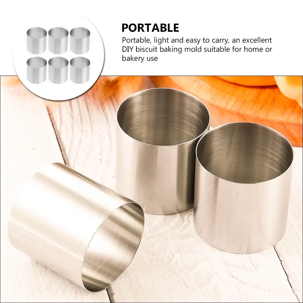 

6 шт. форма для торта, резак для выпечки печенья, круглый формирователь еды для кухни, хлебобулочных изделий, пудинга, мусса, кольцо, инструменты для выпечки, форма для торта