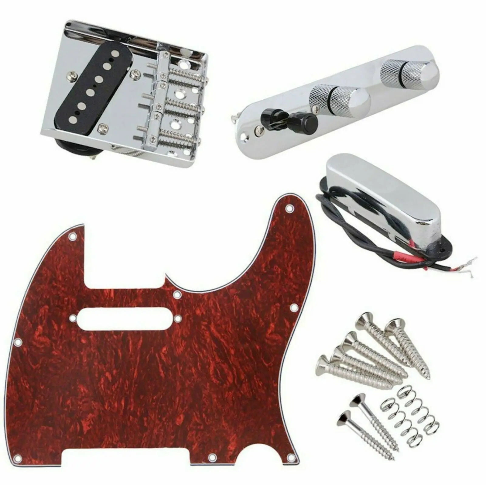 TL Guitar Pickguard Loaded Red Tortoise Shell Pickup Bridge Control For TL Electric Guitar Kit（Set of 4 ）