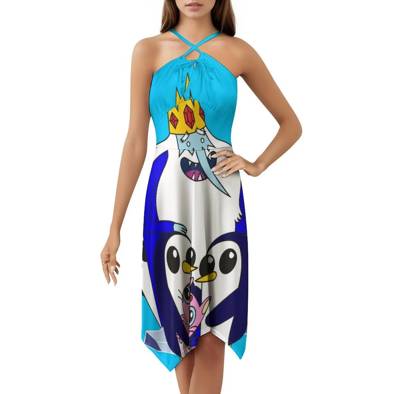 فستان Ice King على الطراز الكوري للنساء فستان كاجوال أنيق للحفلات أو الارتداء اليومي Ice King Iceking King Penguin Penguins #5