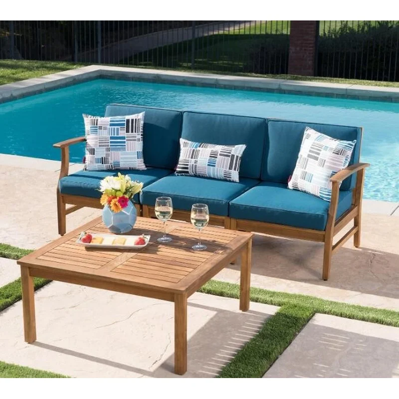 

Blue 3-Seater Sofa and Coffee Table Set