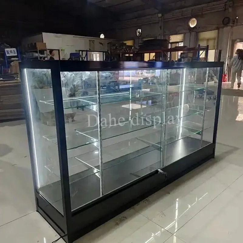 Custom high quality display case70 inch half wooden display cabinet checkout showcase for retail shops