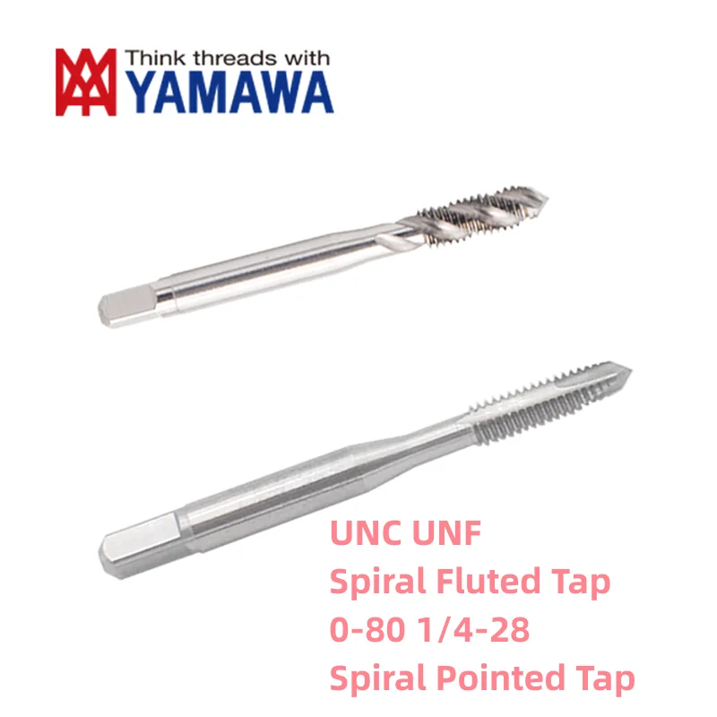 1PCS YAMAWA HSSE American  Fine Thread Spiral Fluted tap Machine UNC F 0-80/2-56/8-36 10-24/12-32 3/16 1/4-20Spiral Pointed Tap