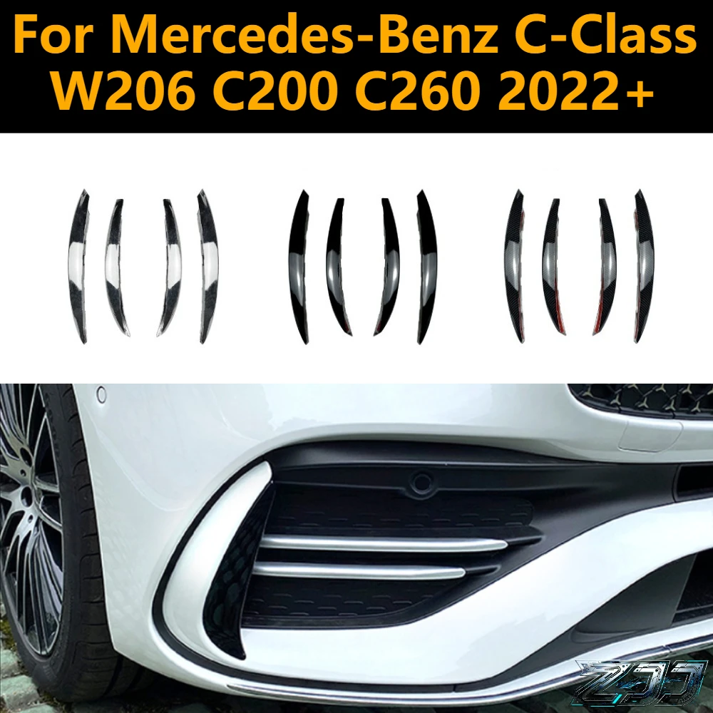 

Front Bumper Wind Knife Strips For Mercedes Benz C Class W206 C200 C260 2022+ Front Grille Air Blade Intake Modification