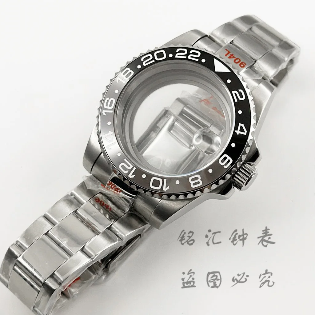 Wodoodporna koperta zegarka 40MM GMT z czarną szarą wkładką ceramiczną ​ NH34 NH35 NH36 NH38 NH70 ETA2824 PT5000 Ruch 120Klik Bezel