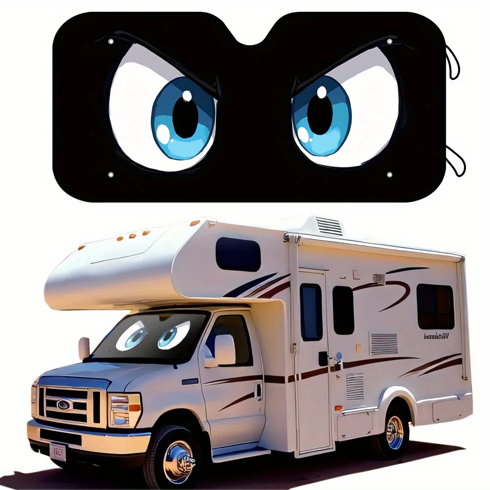 

1pc 57" X 27.5" Blue Eyes With Black Background Style Front Glass Sunshade, Windshield Sunshade Blocks Sunlight, Ultraviolet Ray