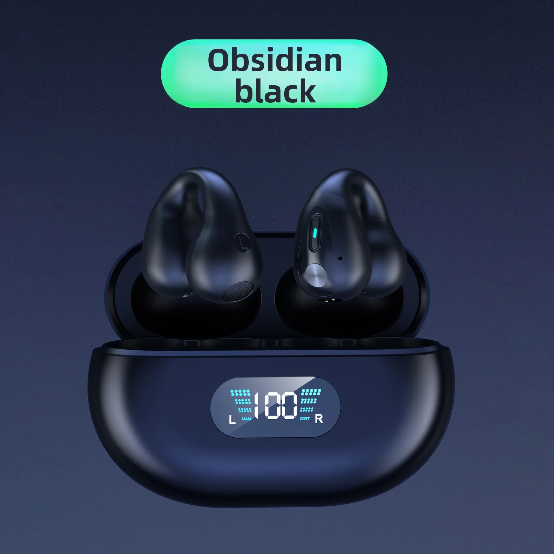 

Bluetooth Earphones, Non-In-Ear Clip-On Headphones, Bone Conduction Bluetooth, Ultra-Long Battery Life, Smart Large Digital Disp