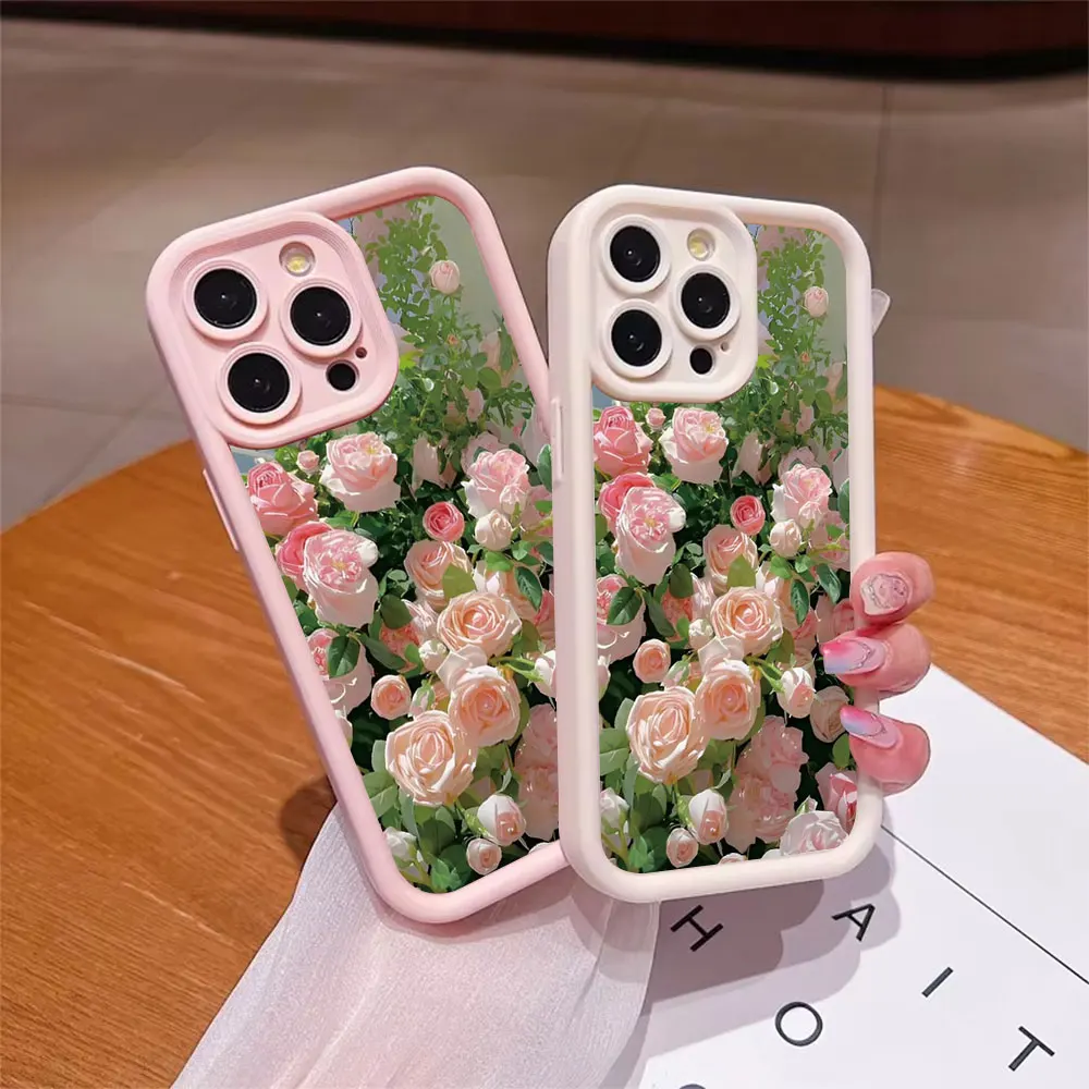 Funda de Silicona Suave con Diseño de Flores Frescas para iPhone 17 16 15 14 13 12 11 Pro Xs Max Mini 8 7 Plus Air 17e 16e XR X
