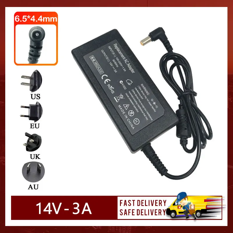 Adaptor AC 14V 3A 6.5*4.4MM untuk Samsung AP04214-UV S19B150N S19B300NW Pengisi Daya Adaptor Tampilan