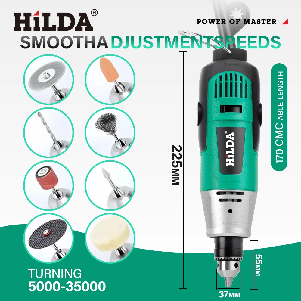 هيلدا 300 واط حفارة الطاقة الكهربائية مثقاب صغير أداة دوارة النقش القلم الرملي أدوات ماكينة الطحن الملحقات #6