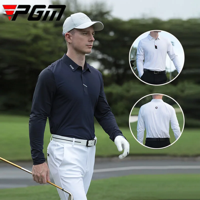 

PGM Autumn Spring Male Full Sleeve Golf Polo Shirts Men High Elastic Fit Golf Tops Men Breathable Soft Sports T-Shirts M-XXL