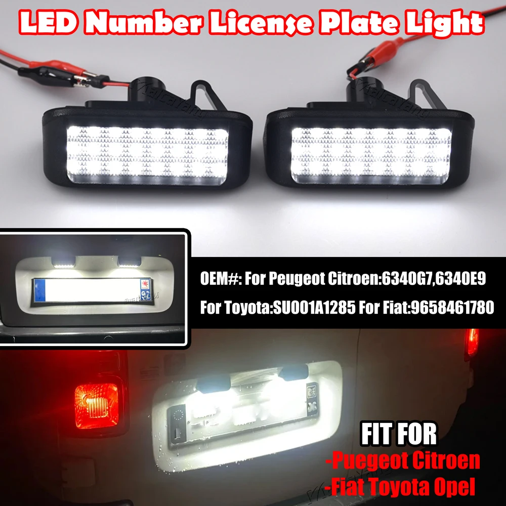Lot De 2 Lampes LED Pour Plaque D’Immatriculation Blanc Canbus – Compatible Citroën, Peugeot, Fiat, Toyota, Opel (2008 Et +)