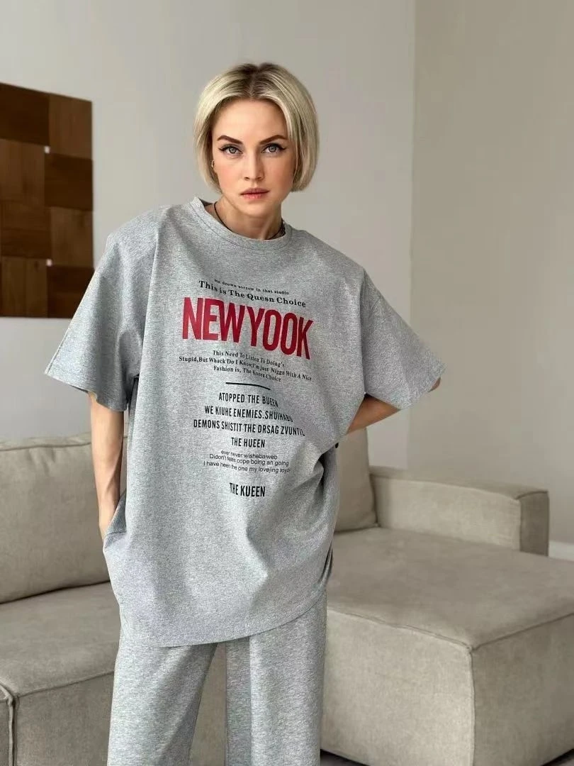 

Faionable Casual Loose round Ne Printed ort Sve T-irt Women's Top Comfortable Cotton Moisture ng Summer Wear