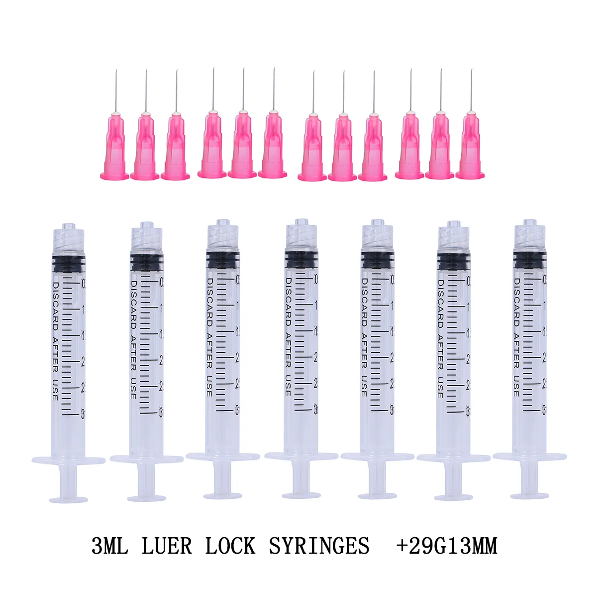 Imagem -04 - Seringa Descartável Luer Lock Agulhas Pontiagudas Afiadas Ferramenta de Injeção 30g 13 mm 27g 26g 25g 23g 21g 3ml