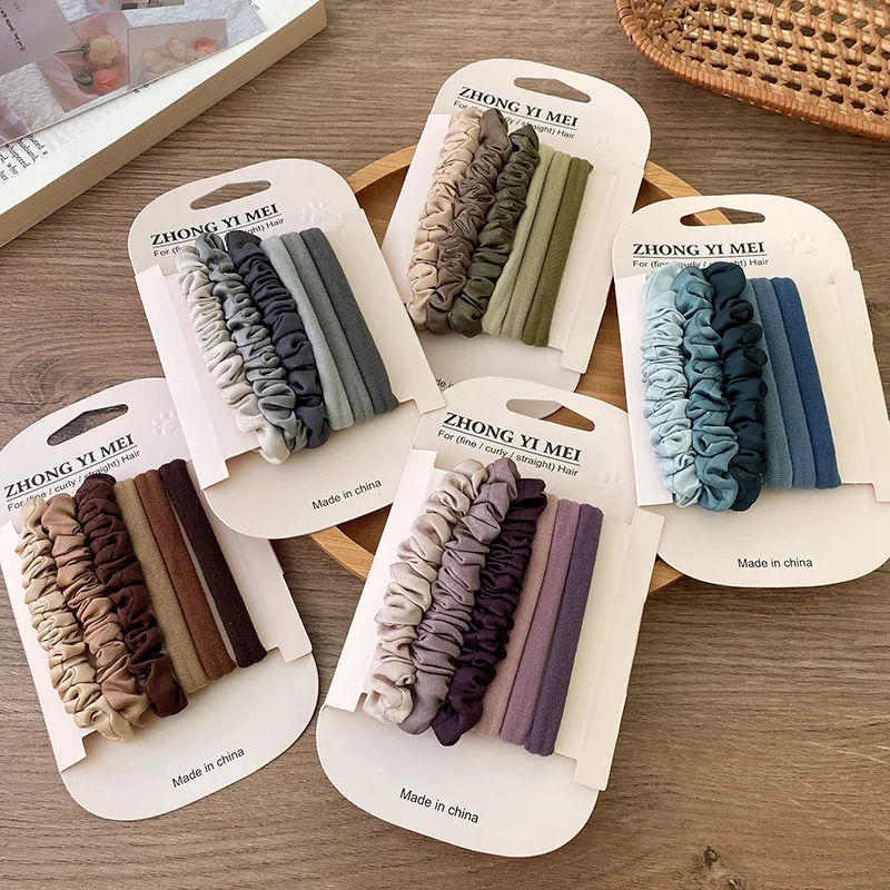 

Korean Scrunchies 6 pcs Muted Terry Hair Ties Minimalist Office Hair Accessories Gentle Hold Non Slip for Women Commute