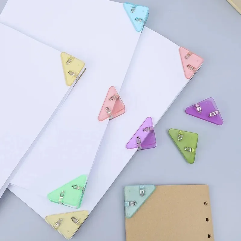 Kawaii Clear Triangle Clip File Paper Index Photo Clamp Page Holder Stationery Office Desktop Organizer for Folder School Office