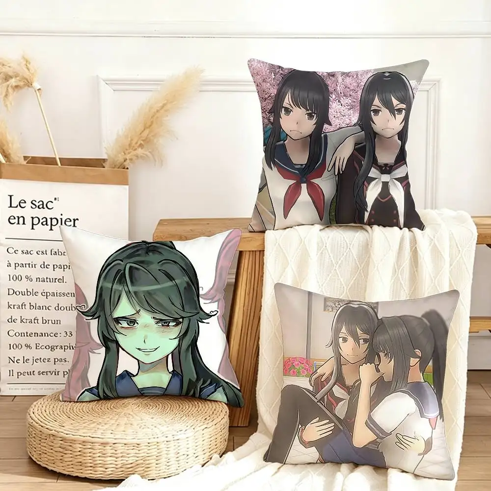 Ayano Aishi Y-Yandere Simulator  Various Sizes Square Pillow Case For Car Home Bedchamber Decor
