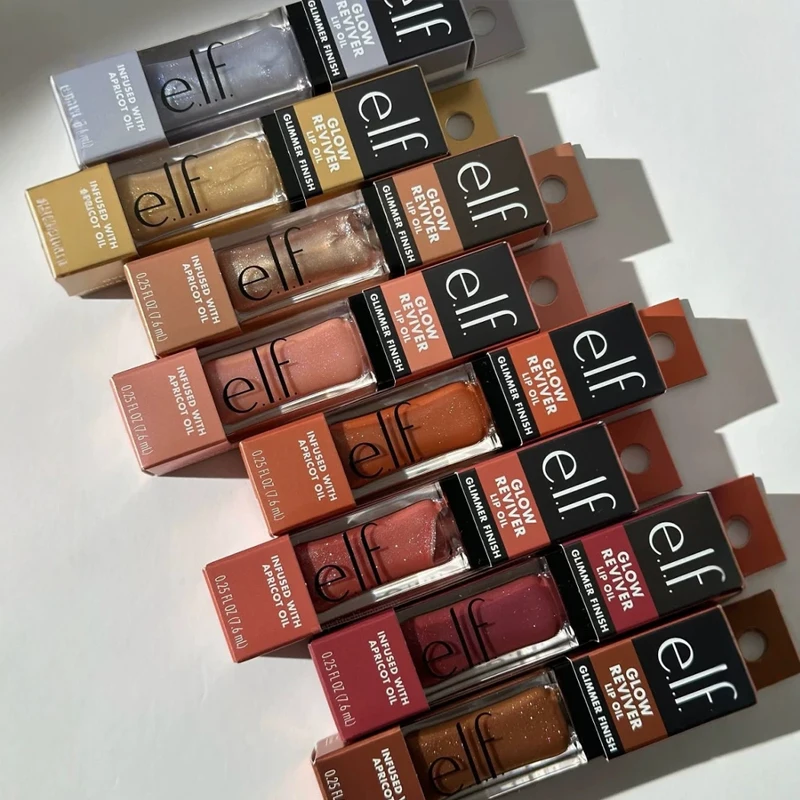 Elf New Glow Reviver Lip Gloss Candy Divine Wine Tinted Lightweight Moisturizing Nutritious Lip Oil Plump Lip Makeup Cosmetics