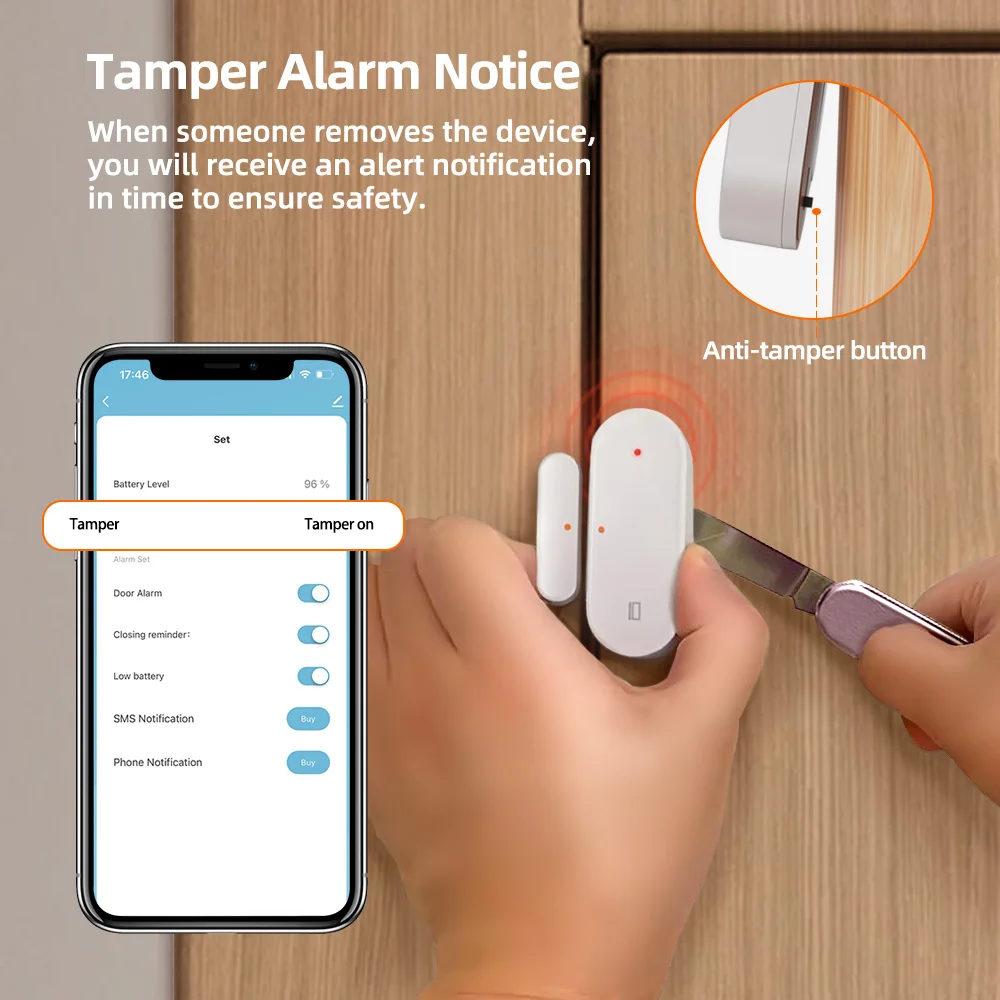 Imagem -03 - Miucda Tuya Zigbee Sensor de Porta Inteligente Detector Aberto Fechado Casa Inteligente Alarme contra Roubo Segurança App Trabalho com Alexa Google Casa