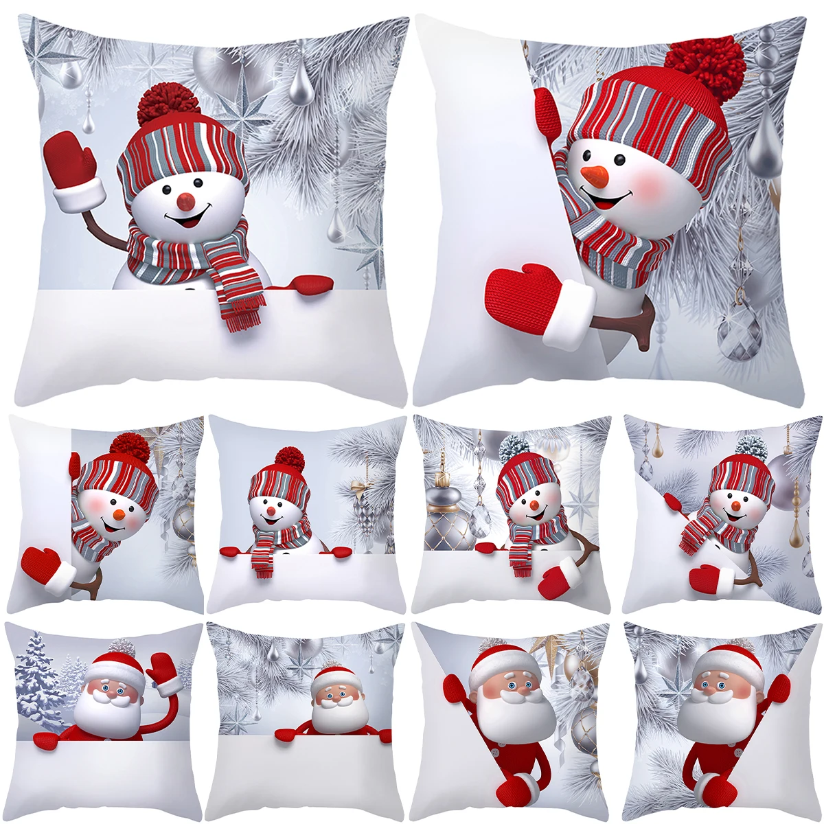 Christmas Snowman Peach Skin Cushion Cover Merry Christmas Decoration For Home Pillow Covers 2023 Xmas Gifts Sofa Pillowcases