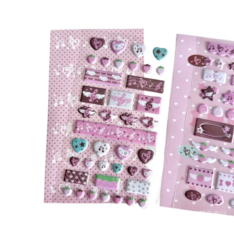 

1Pc Cute 3D Sticker with Heart Star Bubble Wings Pattern, Cartoon Decorative Sticker for DIY Scrapbooking Journal Supplies