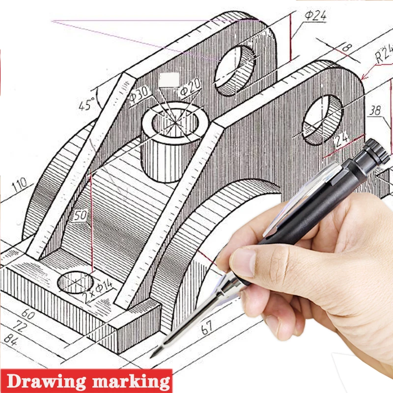 6 kleuren houtbewerking automatische potloden 2,8 mm metalen diep gat mechanisch potlood ingebouwde puntenslijper voor afschrijven markering gereedschap