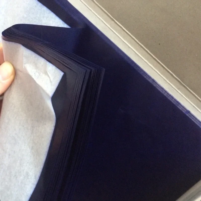 50 Stück 48 K Kohlepapier, blaues doppelseitiges dünnes Kohlepapier für Buchhaltung und Finanzen, Transferpapier, Transparentpapier zum Zeichnen