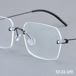 Square Screwless Rimless Glasses Frame 2539 Ultralight Titanium Eyeglasses Designer Men Women Business No Rim Eyewear Spectacles