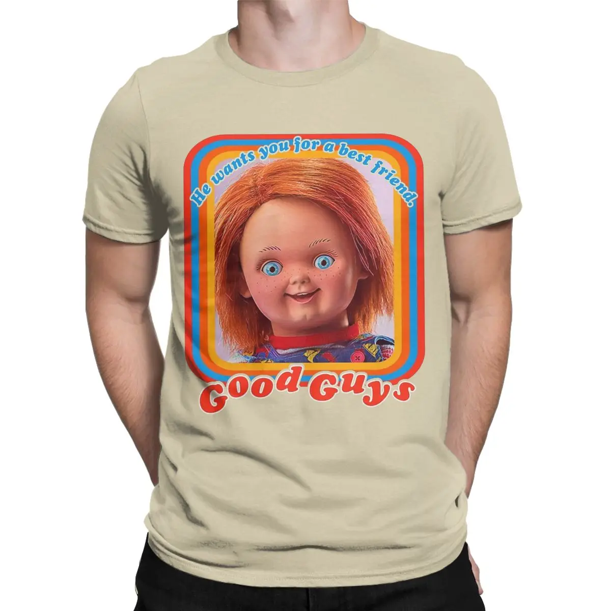 Good Guys Child\'s Play Chucky T-Shirts Men Vintage Pure Cotton Tees Round Neck Short Sleeve T Shirts Plus Size Clothing