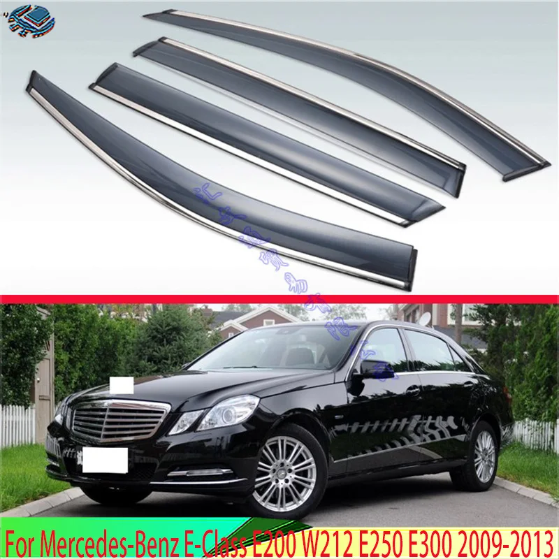 For Mercedes-Benz E-Class E200 W212 E250 E300 2009-2013 Plastic Exterior Visor Vent Shades Window Sun Rain Guard Deflector 4pcs