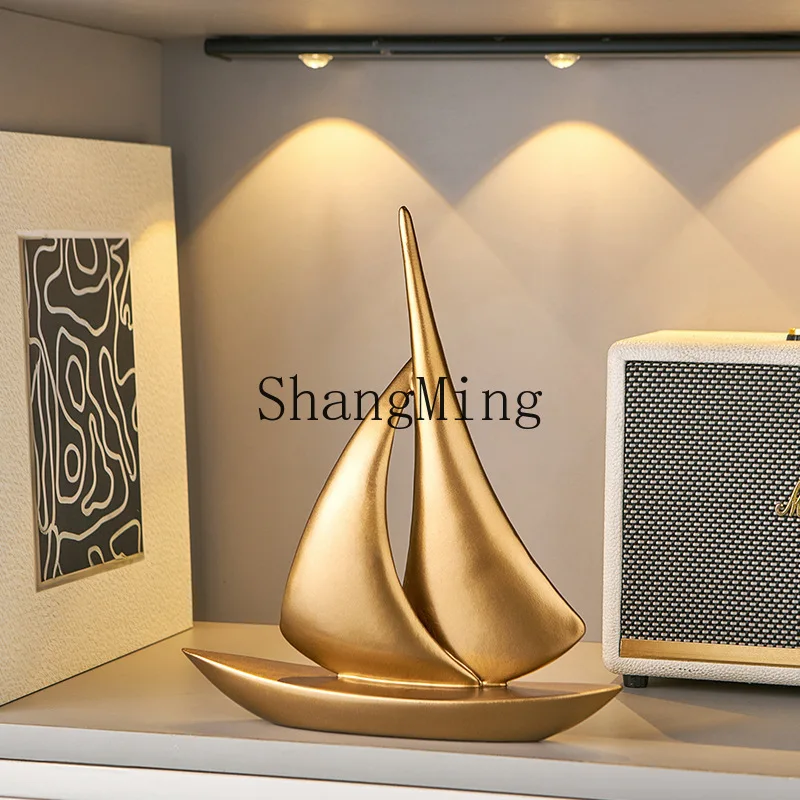 DSA Creative Modern Advanced Sailing Ornament Resin Crafts Office Living Room Wine Cabinet Entrance Ornament