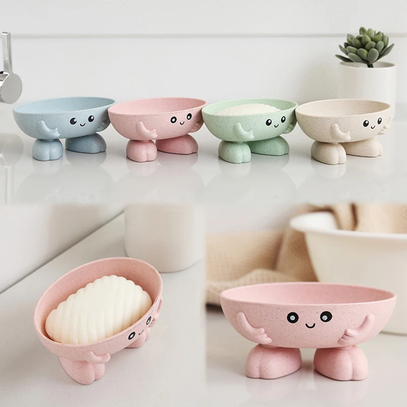 1Pcs Eco-friendly Soap Box Non-slip Soap Dish Bathroom Supplies Soap Holder Cartoon Shape Storage Box Bathroom Accessories