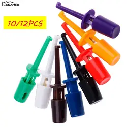 10/12Pcs Mini Single Test Hook Clip Test Probe For Electronic Testing IC Grabber Round Crocodile Clip Hook Test Clip