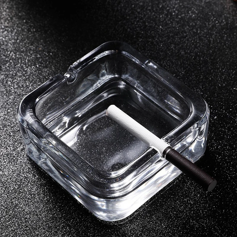 Ashtray Crystal Glass Small Exquisite Fashionable Square Cigarette Cup for Smoke Living Room Household Smokers Luxury Ashtray