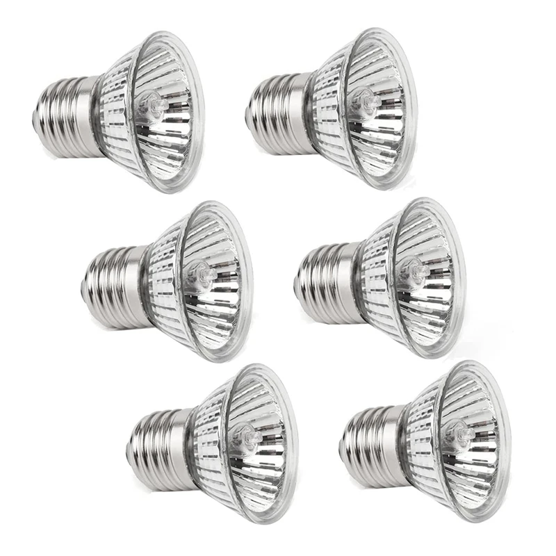 

6 Pack Turtle Heating Bulbs 50W X 6 UVA UVB Lamps Glass Container Heating Lamp For Reptiles, Turtles, Snakes