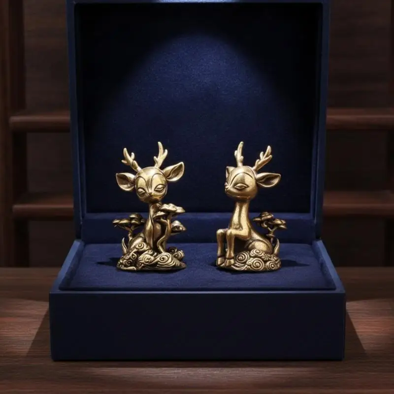Hirschfigur aus Messing, exquisites Mini-Teetier-Ornament, kreatives kleines Dekor für Büro, Schreibtisch, Zuhause, Geschenk. – Detail 17