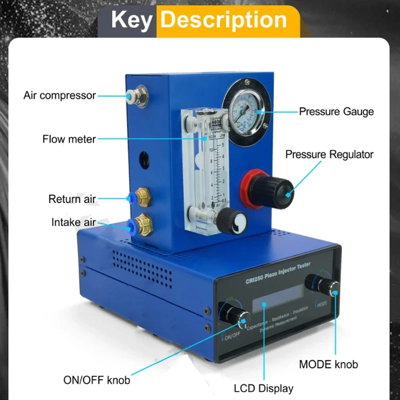 CRI250 Diesel Common Rail Tester Piezo CRIN Injector AHE Stroke Simulator Air Residual Gap Measuring Tester For Siemens