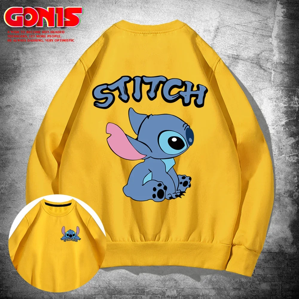 Stitch Round Neck Pullover Sweatshirt Disney Men and Women Japanese Animation Loose Couple Clothing