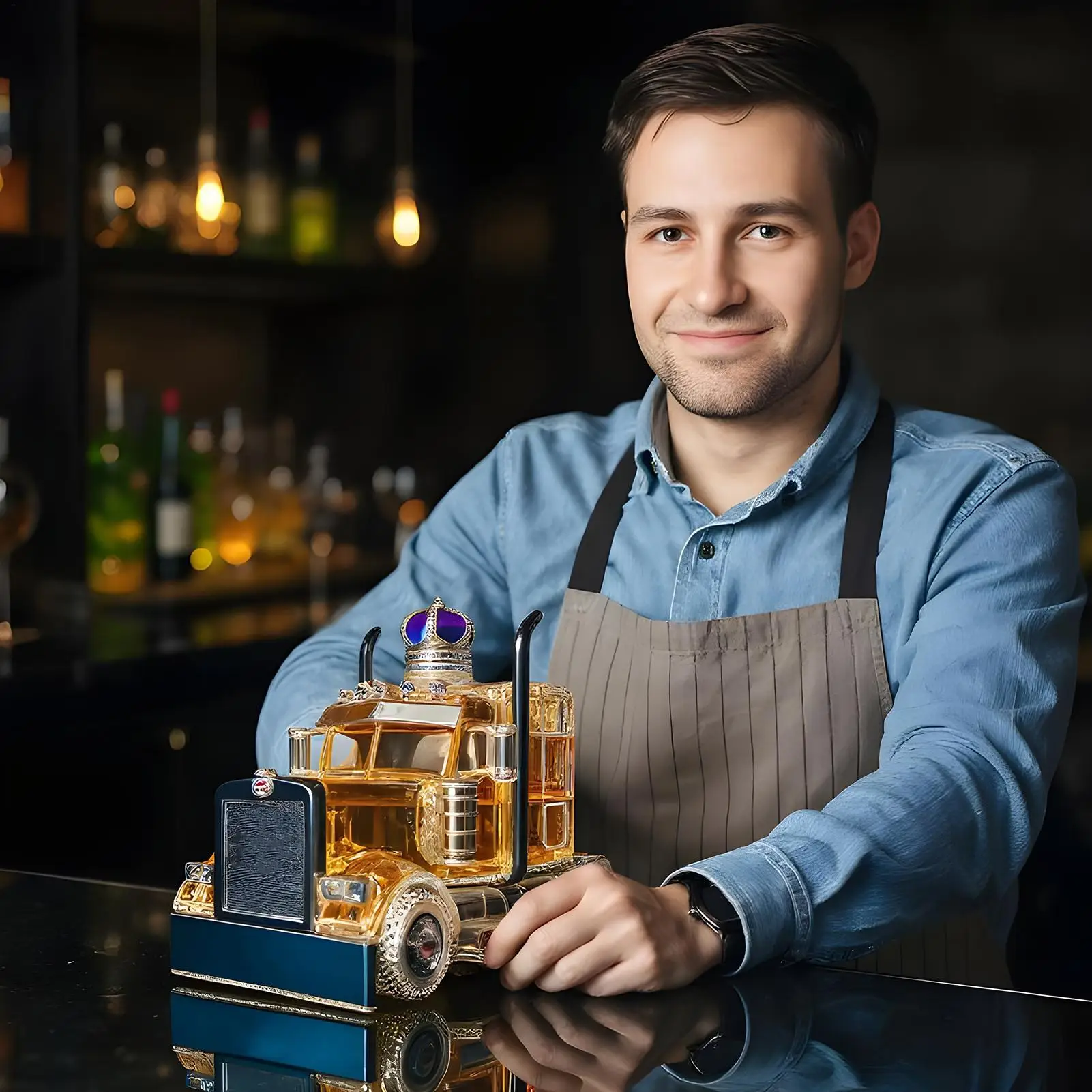 

Bourbon Decanter Semi Truck Alcohol Decanter Jar Container Art Statue Storage For Holiday Wedding Bar Kitchen Collection Men Bar