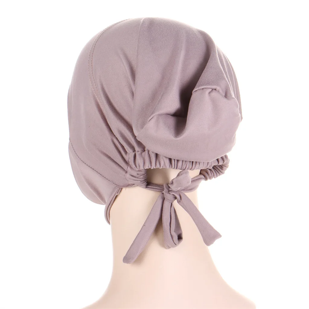 Muslim Women Undercap Bonnet Turbans Headtie Inner Hijabs Bonnet Elastic Adjustable Cotton Elastic Tie Up  Islamic Headscarf