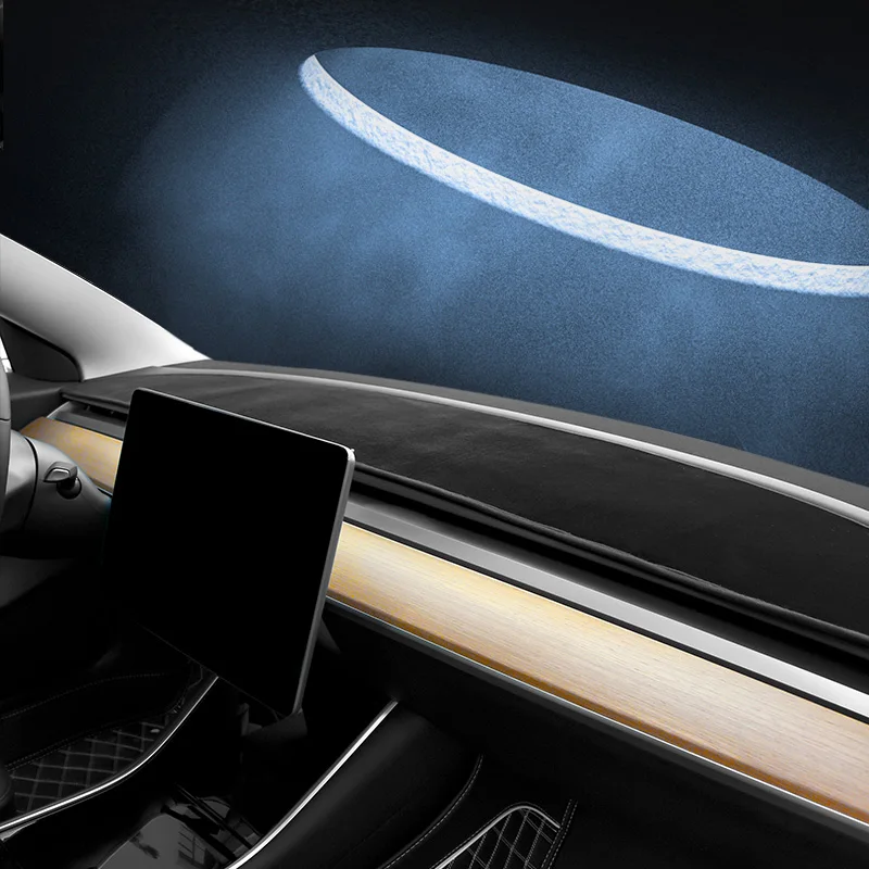 

Flannel Dash Mat Car Dashboard Covers Sun Shade Instrument Dust Pad Anti-UV Carpets Car Mat Accessories For Tesla Model 3