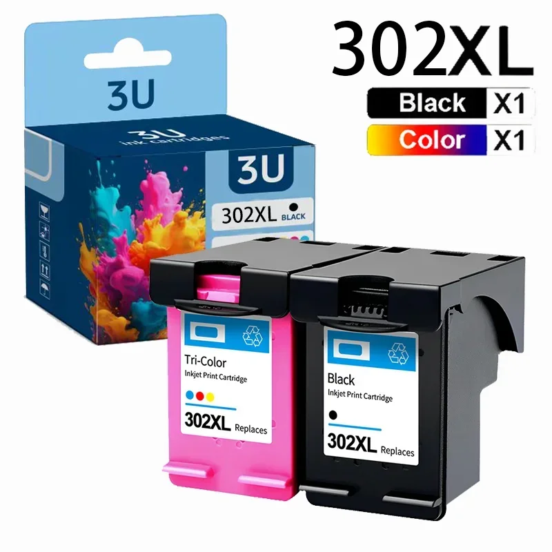 

3U 302XL Ink Cartridge Compatible for HP 302 302XL Deskjet 2130 2131 1110 1111 1112 3630 5200 3639 4520 Printer