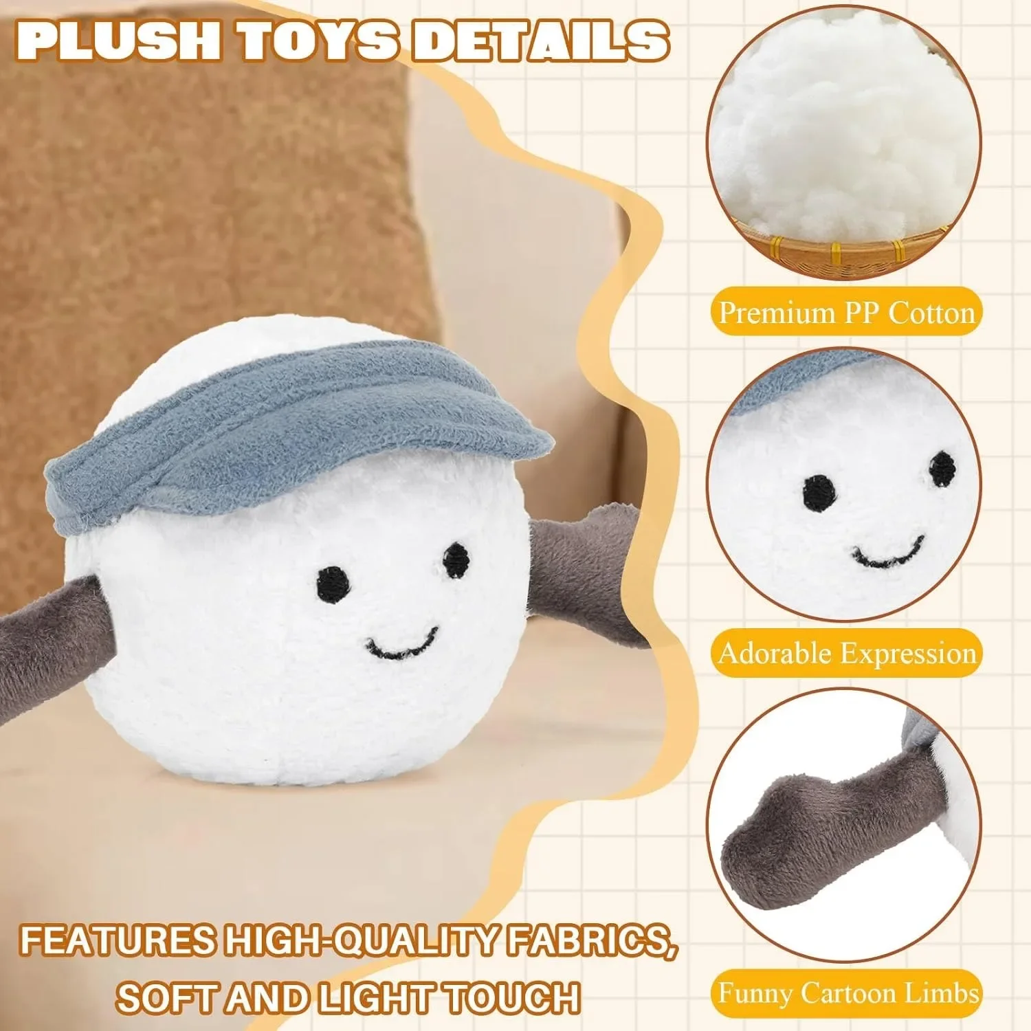 سلسلة مفاتيح قطيفة لطيفة على شكل كرة جولف من القطيفة الناعمة المحشوة على شكل سلسلة مفاتيح هدية لمحبي الرياضة سحر Kawaii للحقائب والمفاتيح