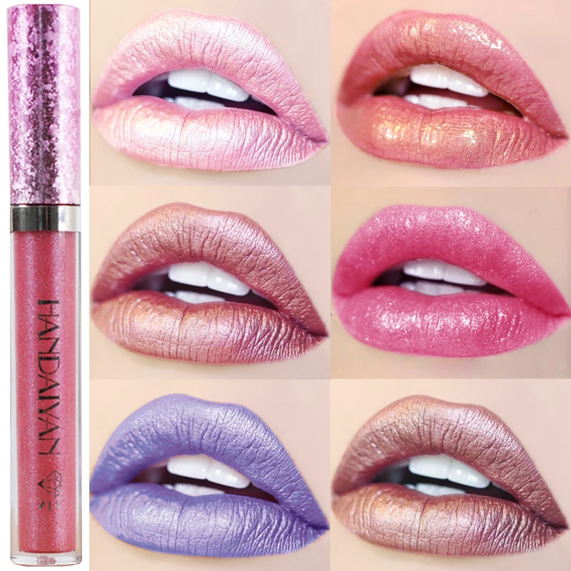 Brilho Labial Plumping de Longa Duração, Maquiagem Brilhante, Impermeável, Holográfica Matiz Sereia, Hidratante, Batom Líquido
