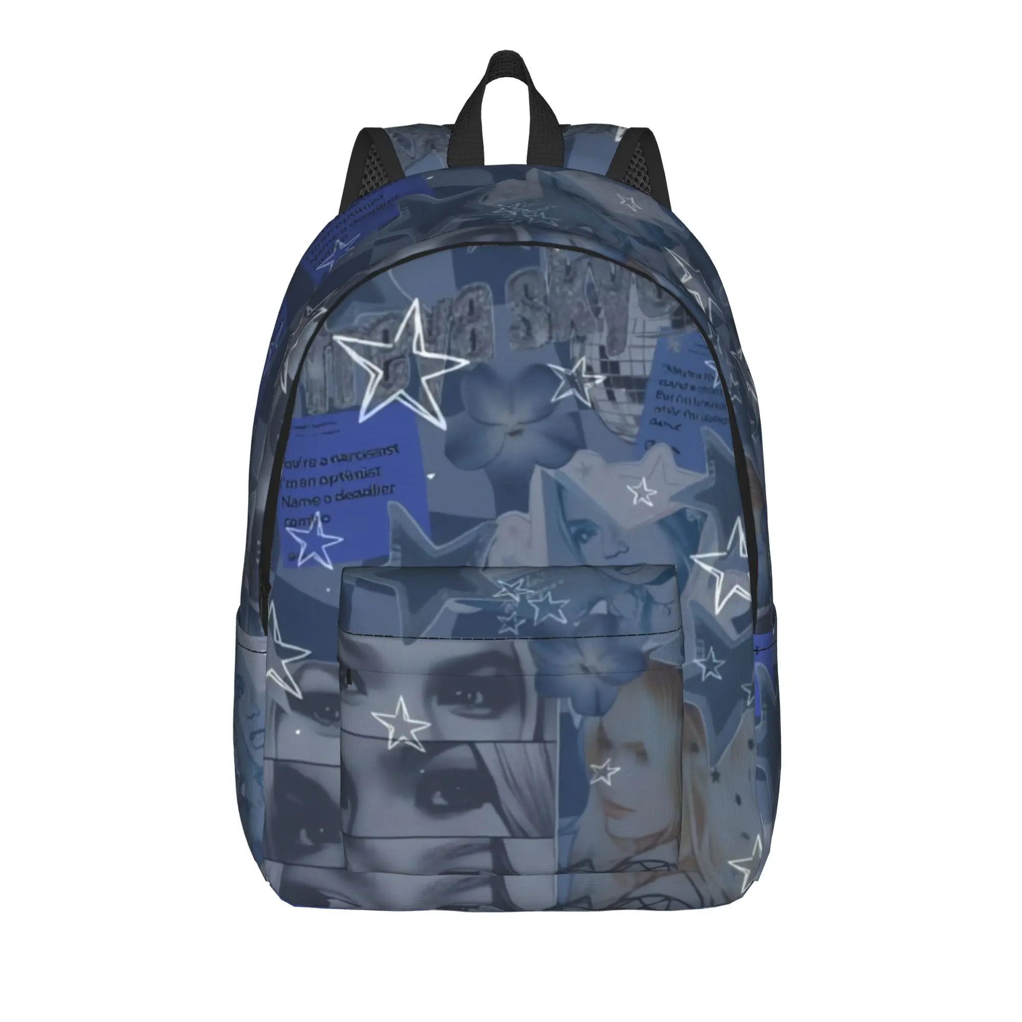 Grey Blue Retro Collage Freya Skye Backpack  Streetwear Backpacks Student Unisex Outdoor Pattern School Bags Design Rucksack
