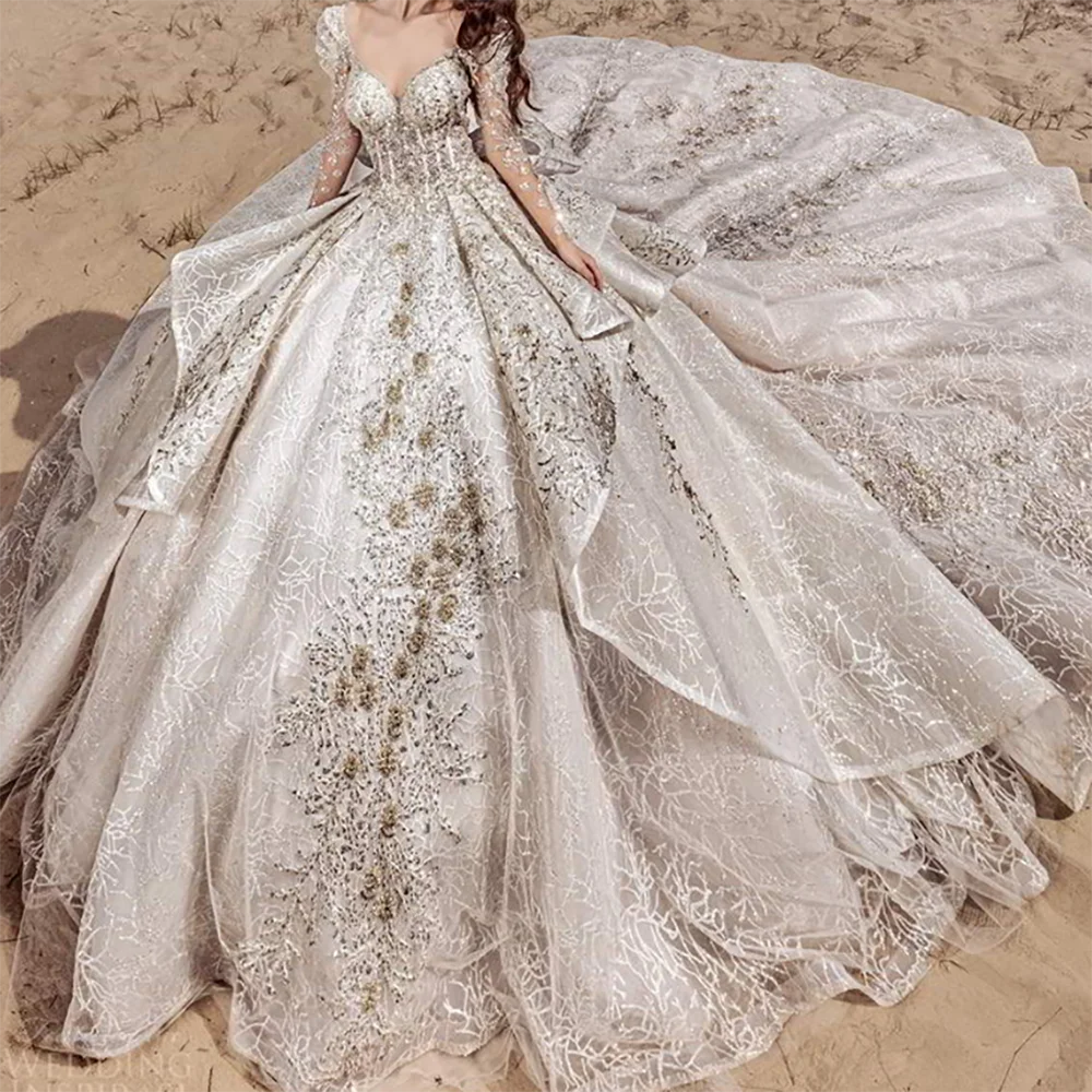 

Exquisite Off Shoulder Sequined Pleat Ball Gown Bride Wedding Dresses Bridal Gowns Customized