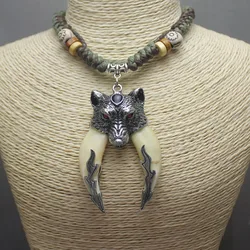 Real Natural Tooth Necklace Man Pendant Choker Charm Power Man Jungle Wild Accessories