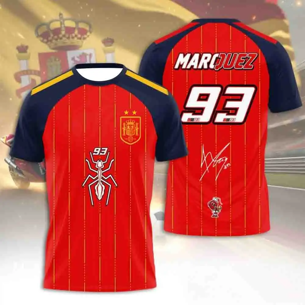 2026 Spain Marc Márquez #93 Moto Flag Graphic Jersey Summer Outdoor Sports Quick-Dry Breathable Family Matching Casual T-Shirt