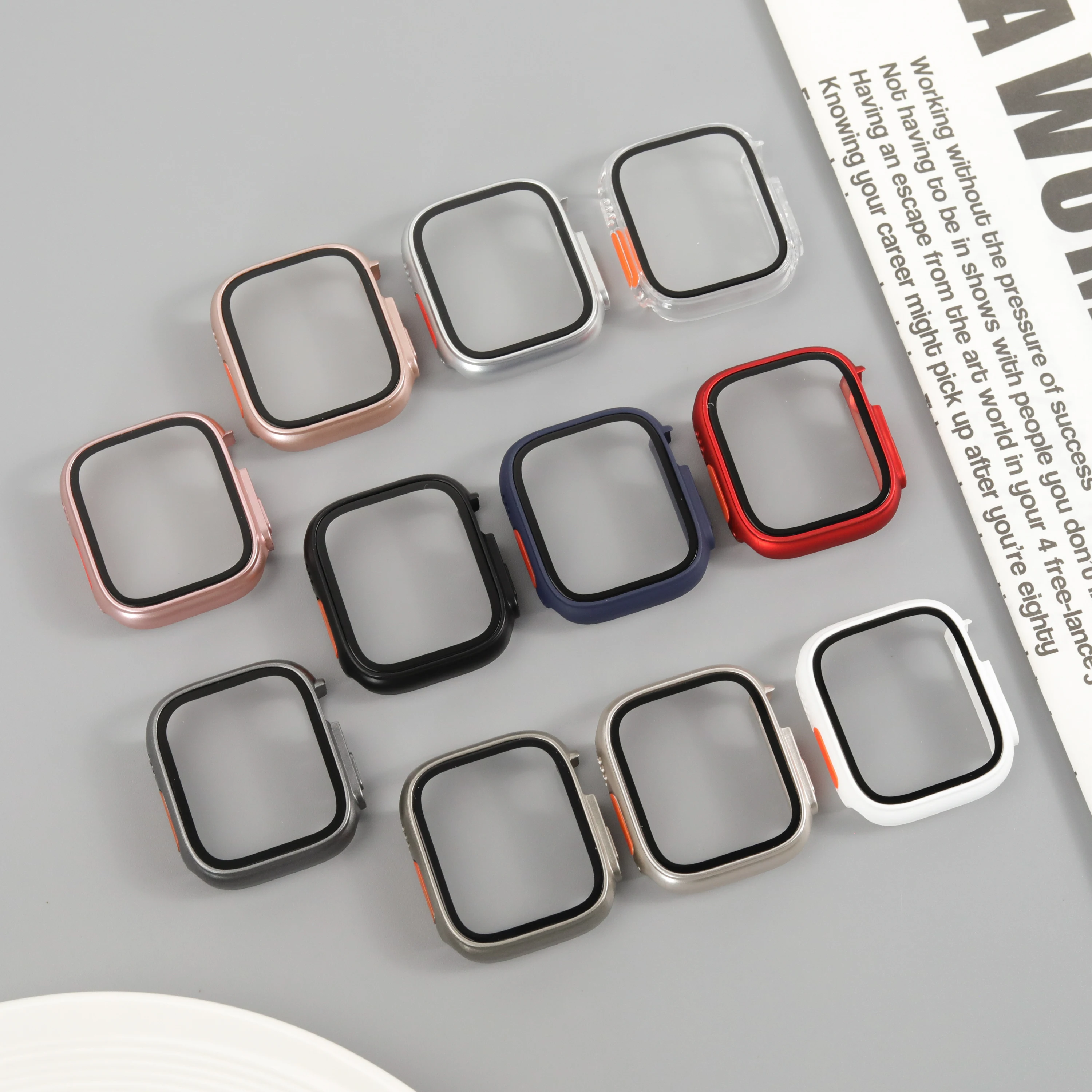 Screen Protector for Apple Watch Case 42mm 45mm 40mm 44mm 41mm PC Cover+Tempered glass Film Change To Ultra Series 9 8 7 6 5 SE